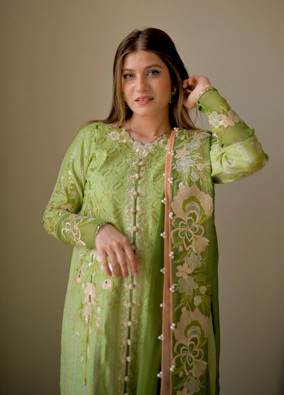 Shurooq Unstitched Luxury Lawn Embroidered 3 Piece SQ25 D-01 Olivia - Festive Collection