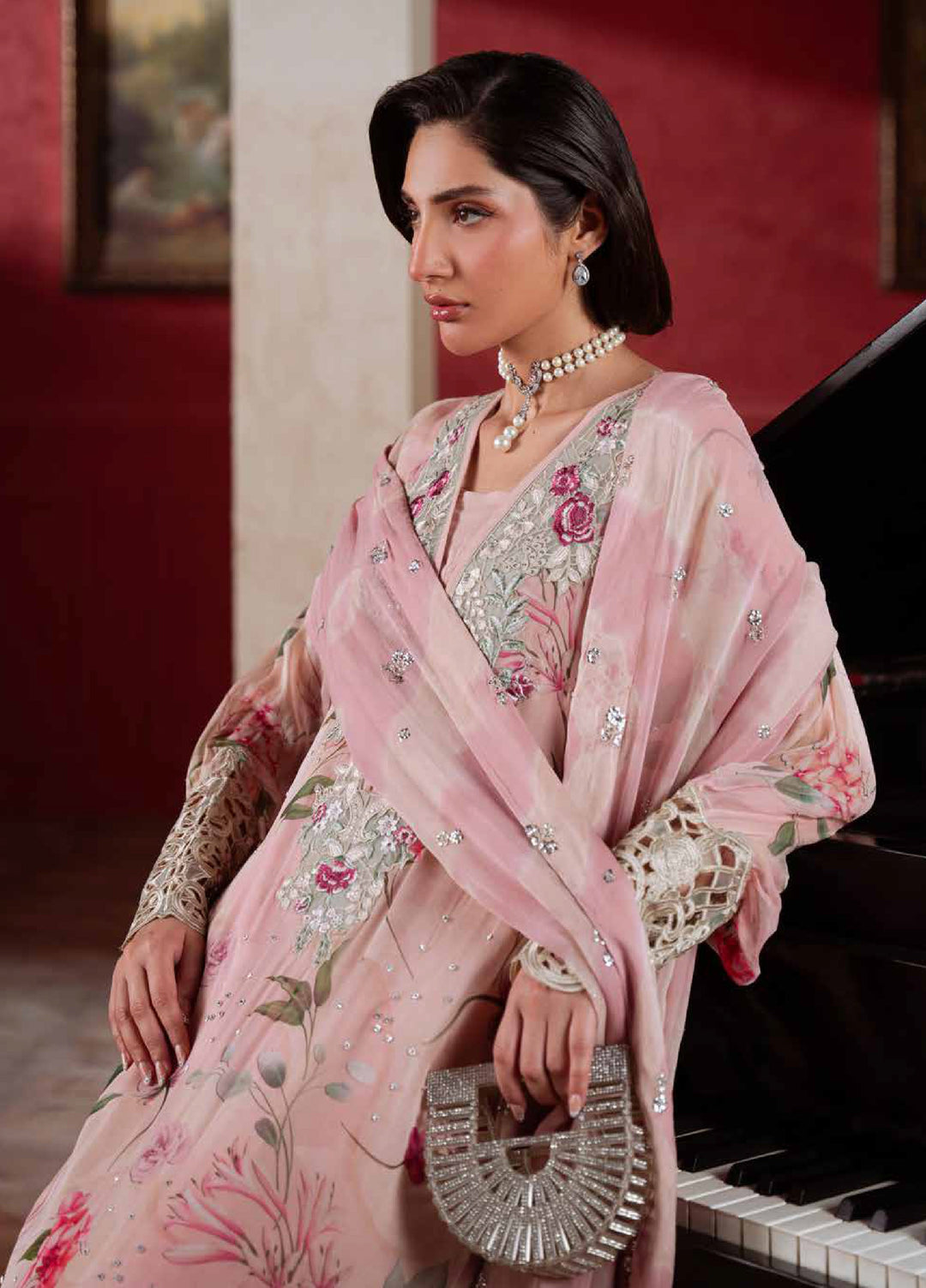 Amaya by Nureh Unstitched Embroidered Chiffon 4 Piece Suit NU26UCA AM-38 - Festive Collection