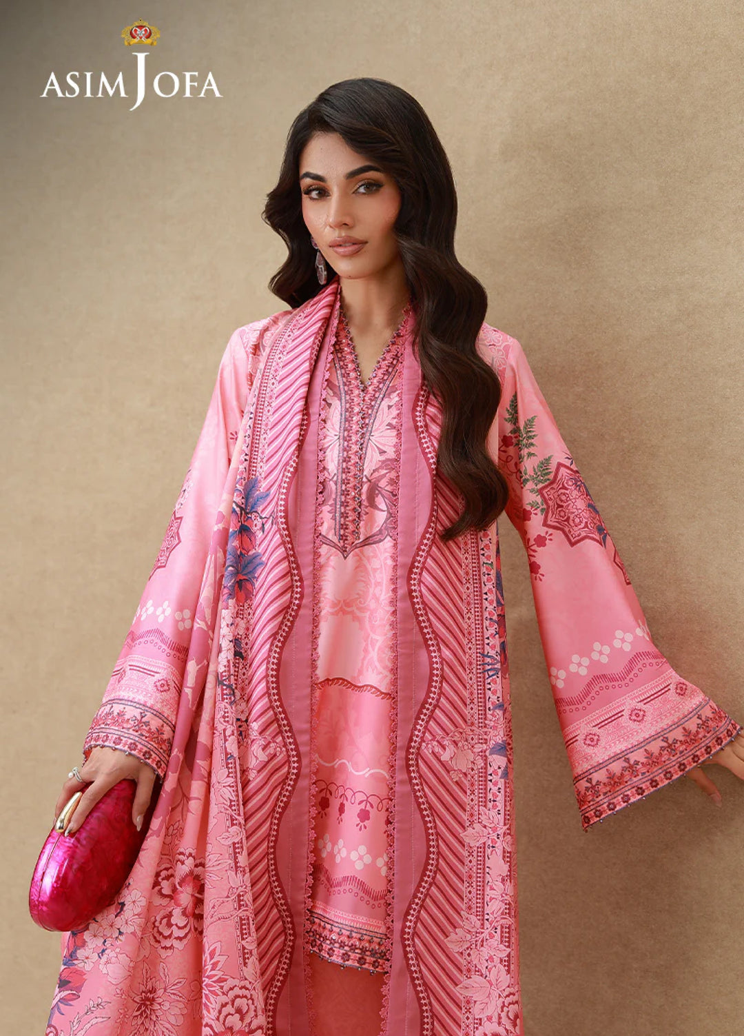 Asim Jofa Unstitched Printed Silk 3 Piece Suit AJ26UPS AJULSC-09 - Casual Collection
