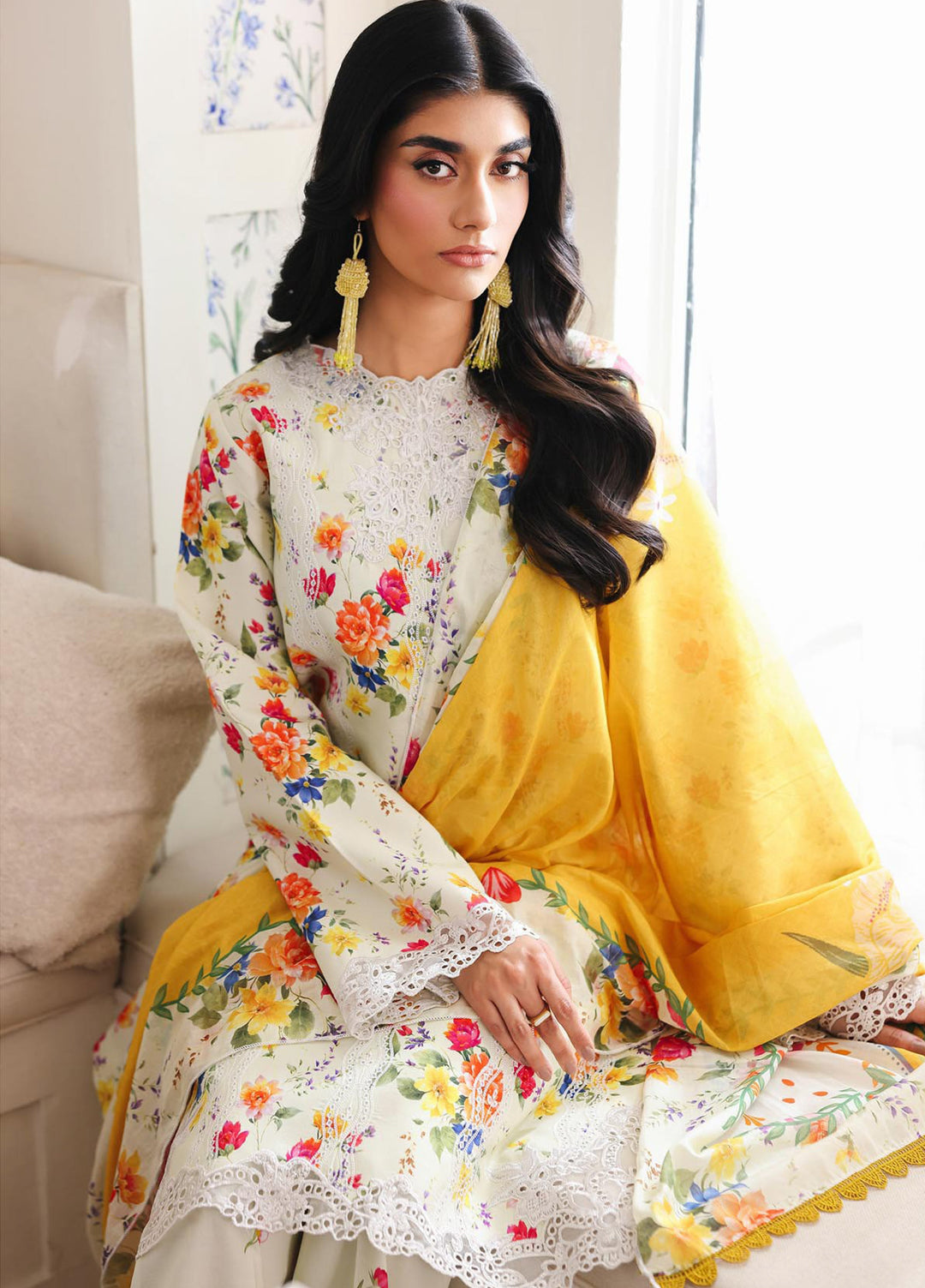 Nissa Floral Symphony by Rajbari Unstitched Lawn Embroidered 3 Piece Suit RB26UNF D-06 - Summer Collection