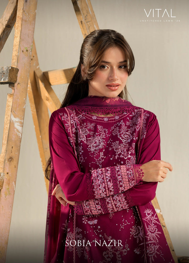 Vital by Sobia Nazir Unstitched Embroidered Lawn 3 Piece Suit SN26UVL 9B - Summer Collection
