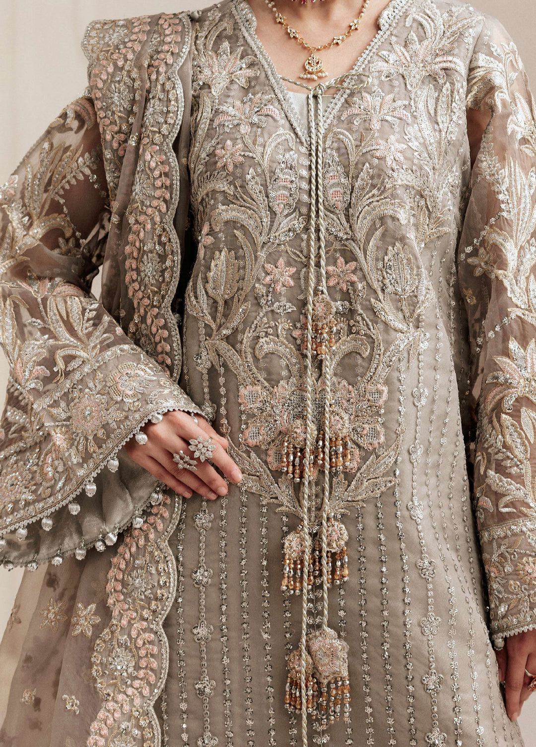 Aik Shaam by AIK Atelier Unstitched Organza Embroidered 3 Piece Suit AIK26US D-02 - Wedding Collection