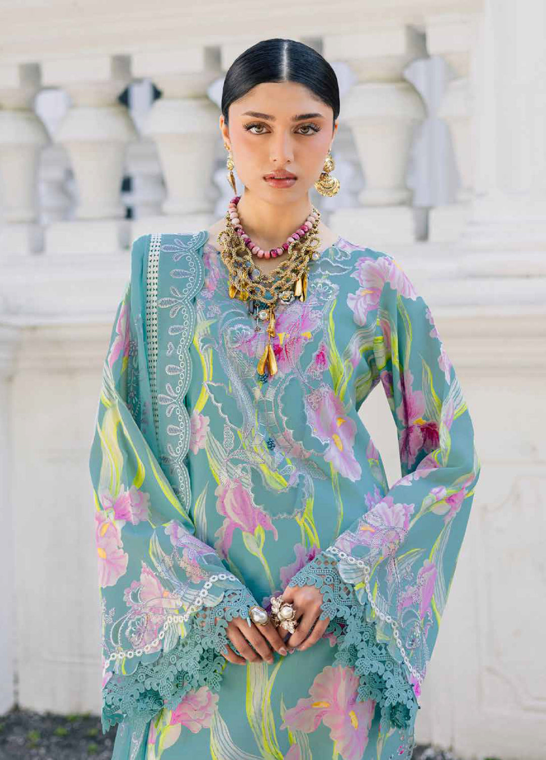 Maya by Nureh Unstitched Embroidered Luxury Lawn 3 Piece Suit NU26ULM NS-167 - Summer Collection
