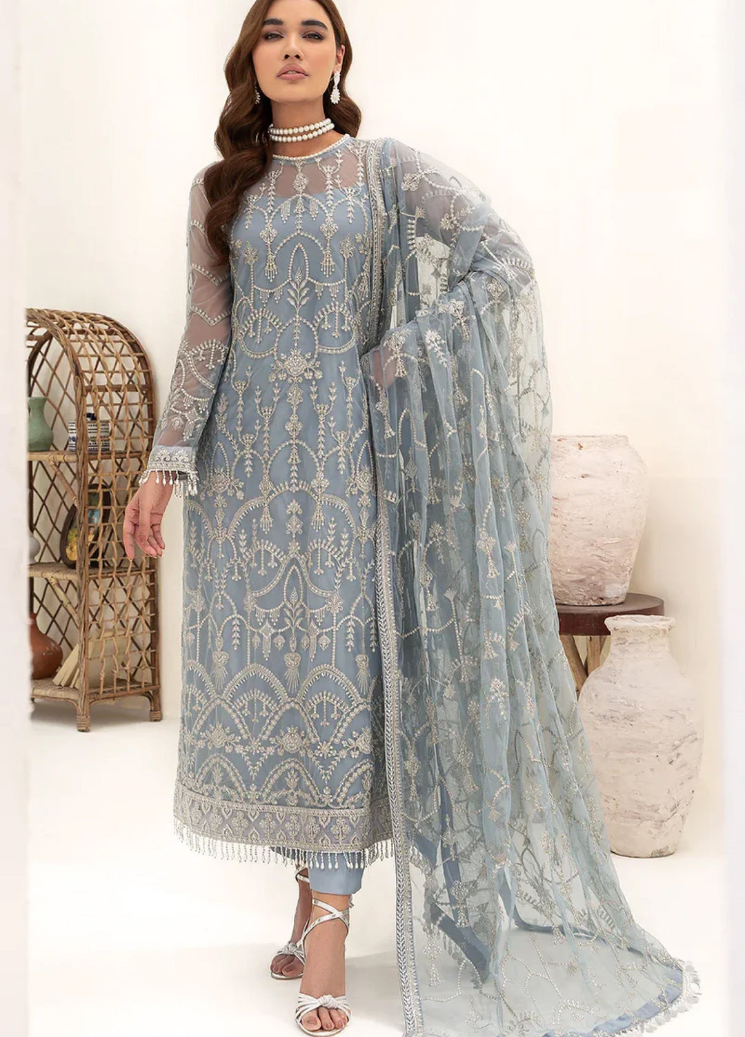 Zarif Women Unstitched Embroidered Net 3 Piece Suit ZR26UFC ZN 06 Amora - Festive Collection