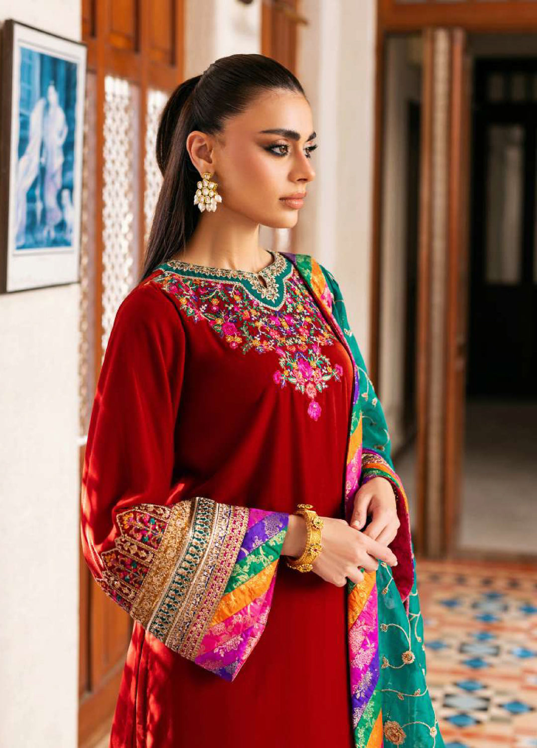 Zainab Chottani Unstitched Velvet Embroidered 3 Piece ZC25UV Sifa - Festive Collection