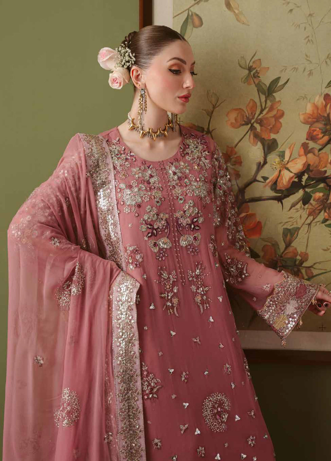 Elaya by Nureh Unstitched Embroidered Chiffon 4 Piece Suit NU26UEF NEL-91 - Festive Collection