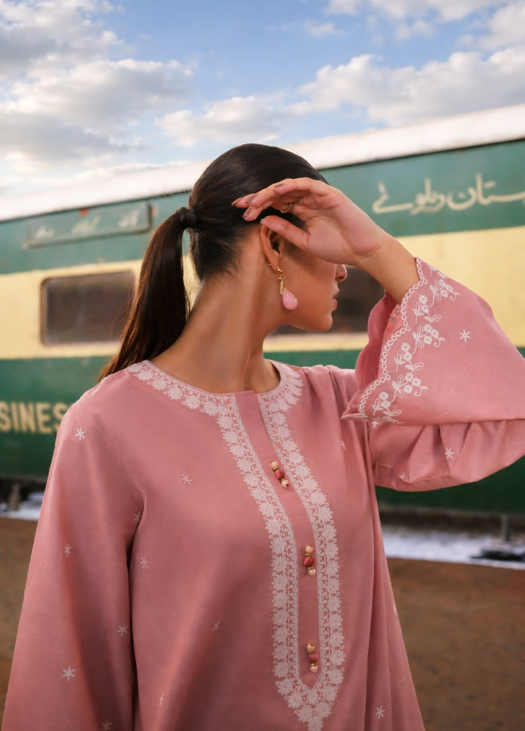Summer Travels by Casuallite RTW Embroidered Cotton Lawn 3 Piece Suit CL26ULST OUTFIT 01 BLUSH BREEZE - Casual Collection