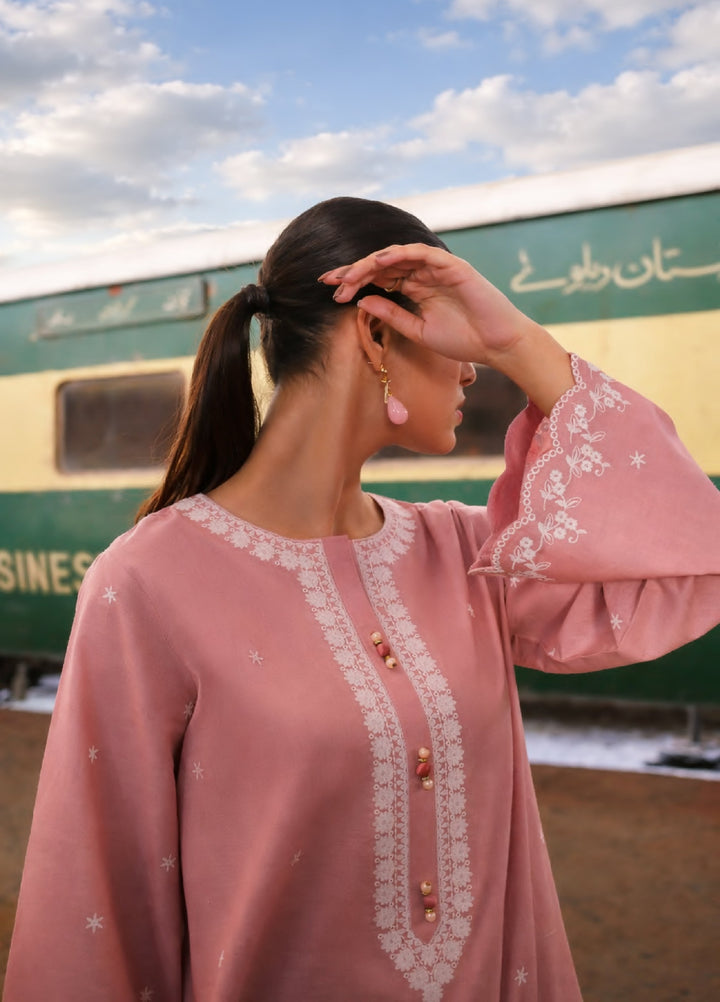 Summer Travels by Casuallite RTW Embroidered Cotton Lawn 3 Piece Suit CL26ULST OUTFIT 01 BLUSH BREEZE - Casual Collection