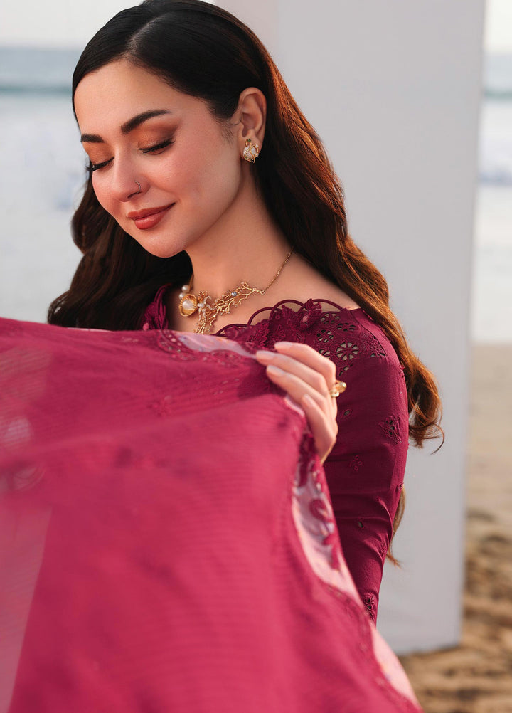 Sahil by Qalamkar Unstitched Embroidered Luxury Lawn 3 Pcs Suit QLK26US SA-14 Nelam - Summer