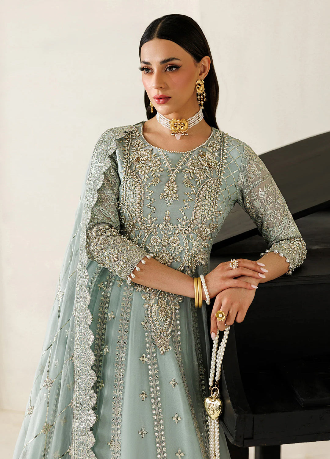 Aymal by Alizeh Fashion Handcrafted Unstitched Embroidered Chiffon 3 Pcs Suit AF26UAC 02-SINOOR - Festive Collection