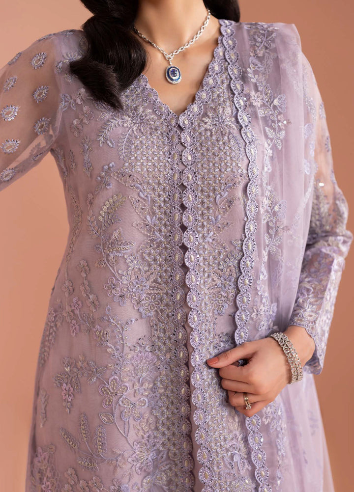 Murawwat by Lavish Premium Unstitched Luxury Organza Embroidered 3 peice LV25MC M-10 Lavender Mist - Formals Collection