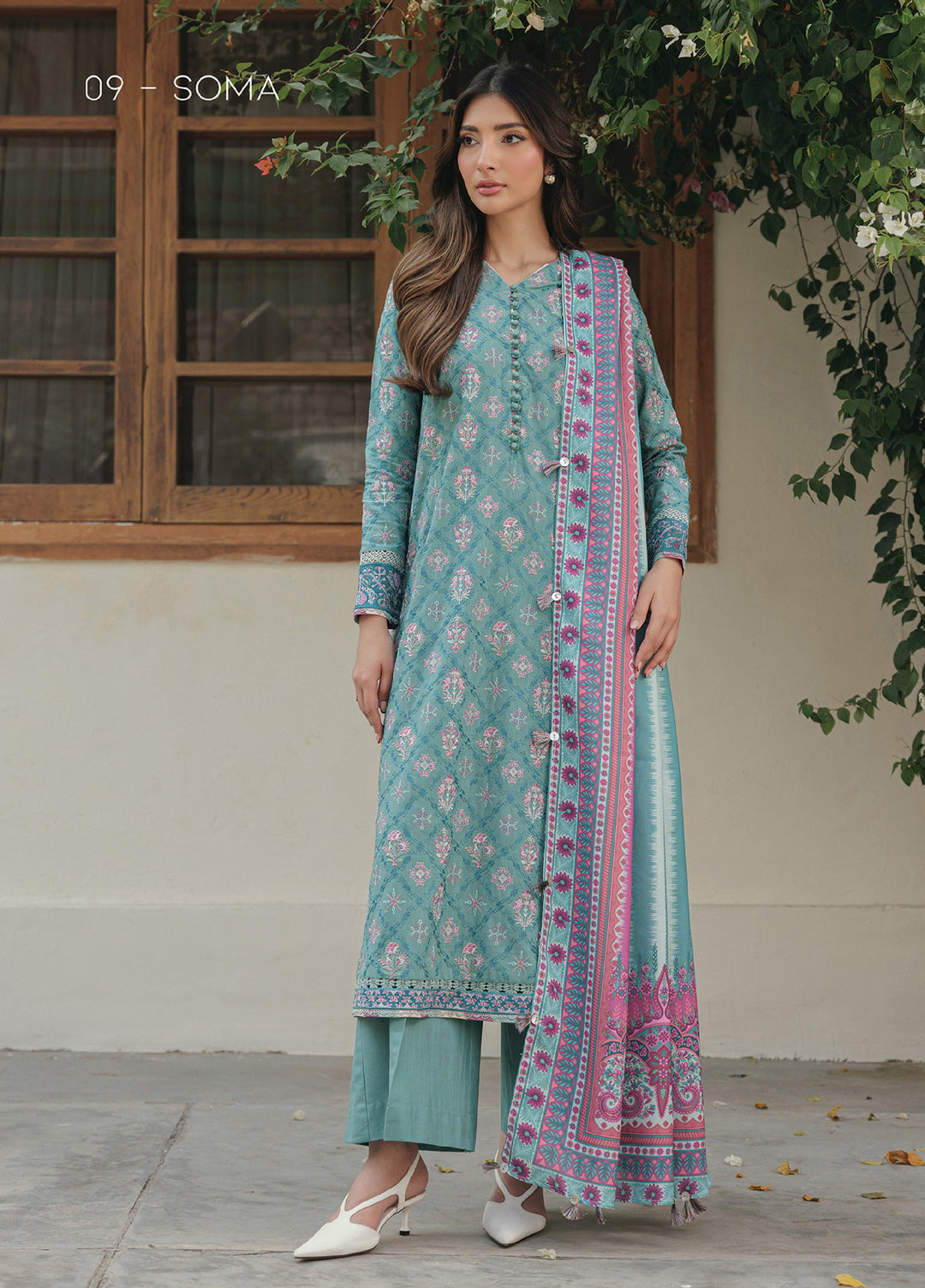 Xenia Unstitched Slub Khaddar Unstitched Embroidered Suits 3 Piece XE25SK D-09 Soma - Winter Collection