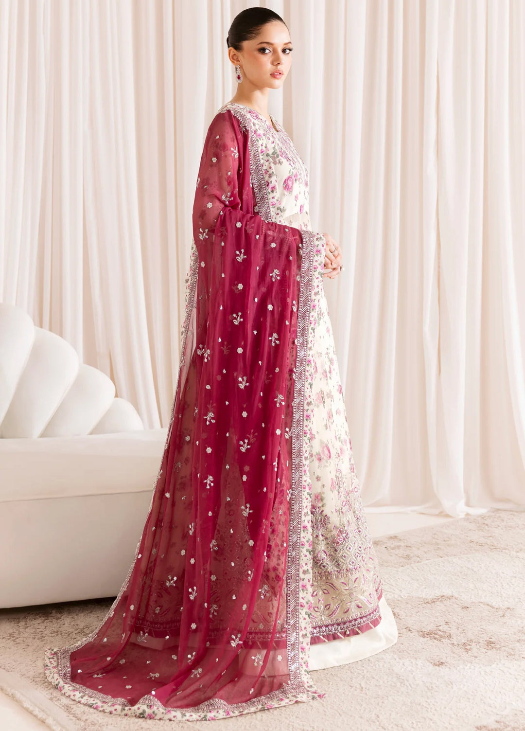 Xenia Formal Luxury Unstitched Embroidered Chiffon Suits 3 Piece XE25FL XF-1069 Dameera - Formals Collection