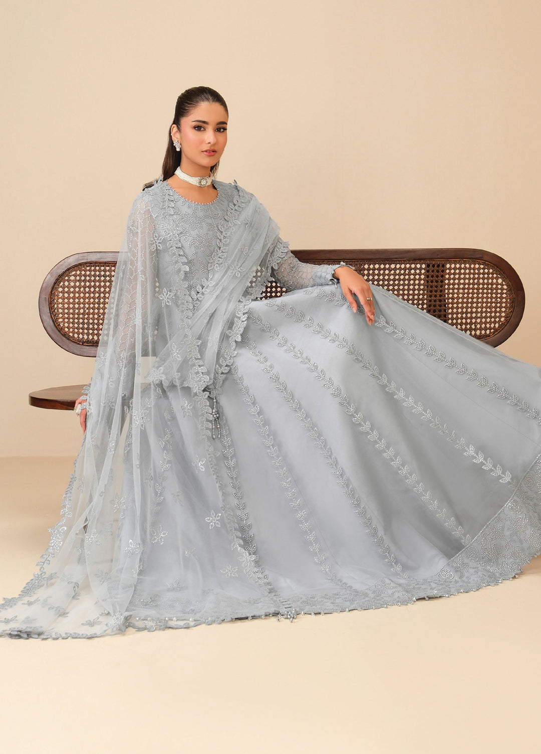Alizeh Fashion Unstitched Embroidered Net 3 Piece Suit AF26UNF SHAMA AF-NT-2259 - Festive Collection