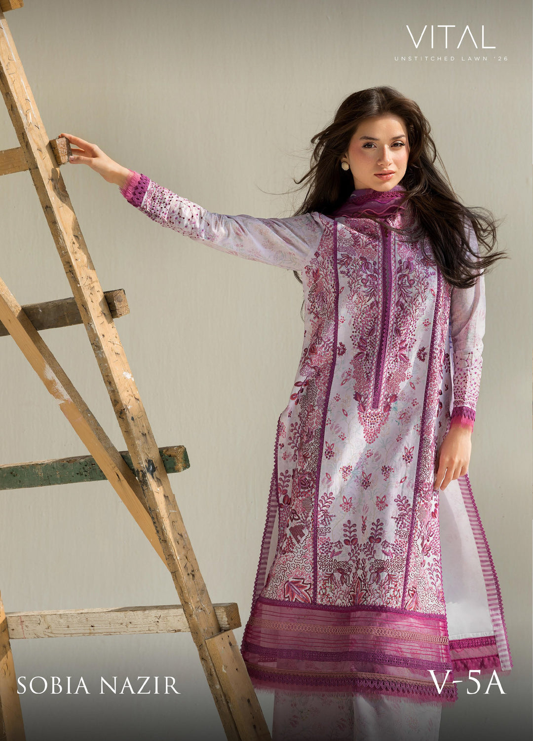 Vital by Sobia Nazir Unstitched Embroidered Lawn 3 Piece Suit SN26UVL 5A - Summer Collection