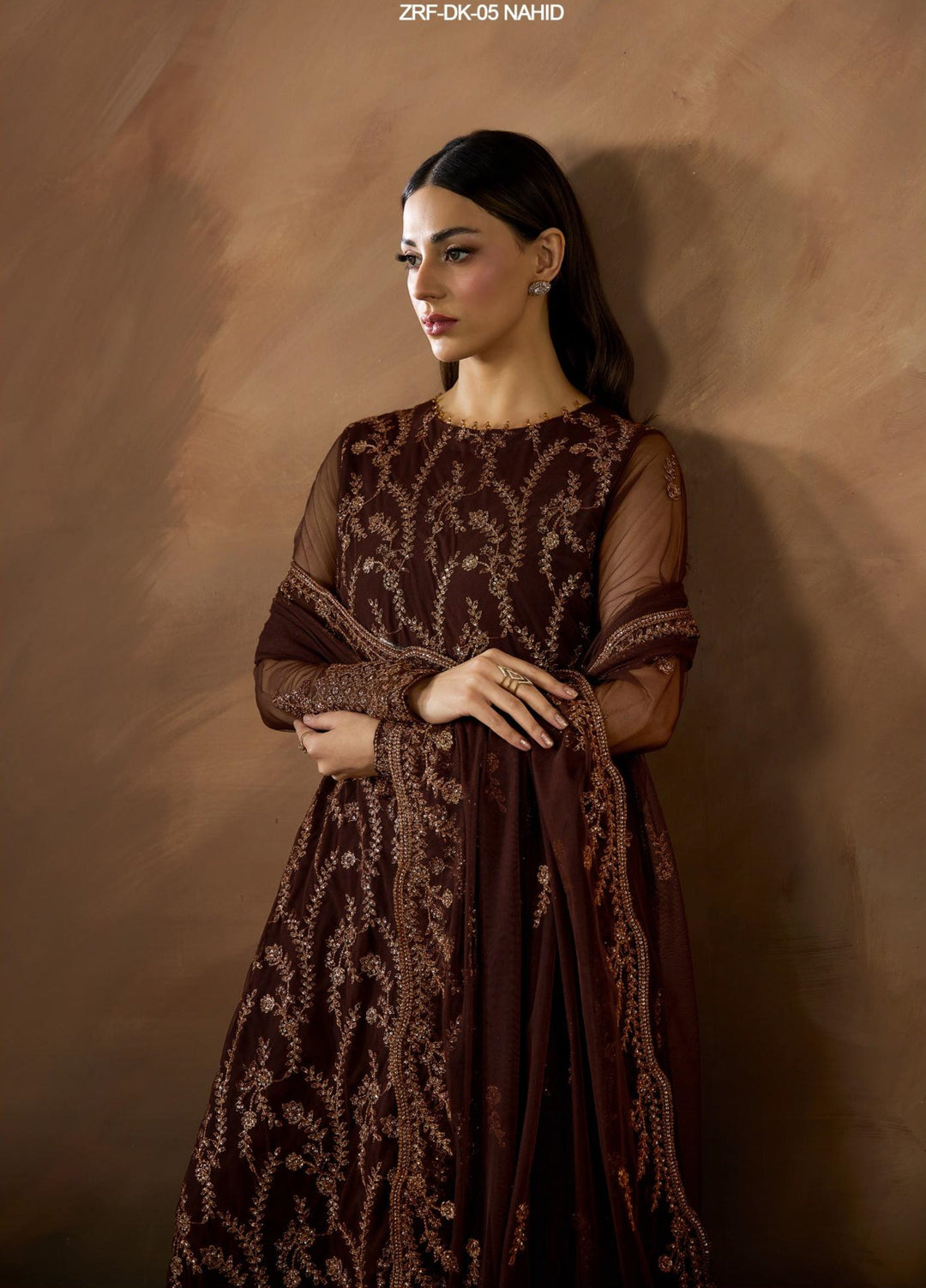 Dharkash by Zarif Unstitched Embroidered Net 3 Piece Suit ZR26UDN ZRF-DK-05 NAHID - Festive Collection