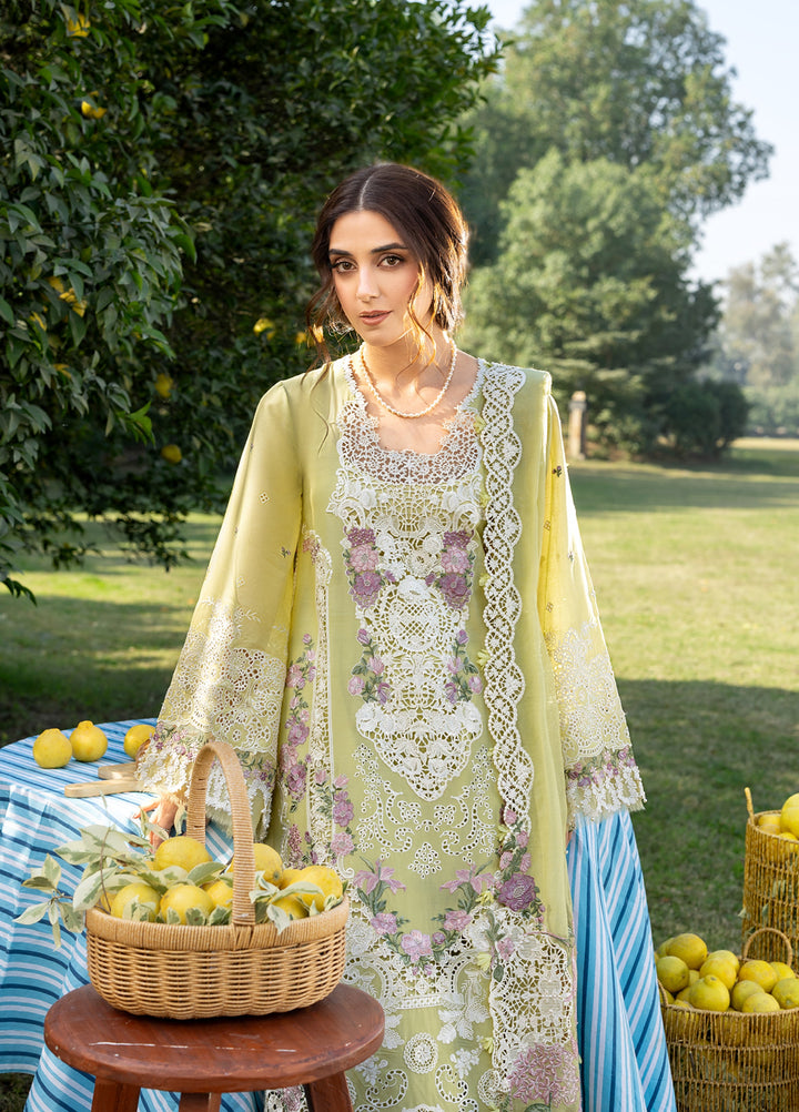 Elaf Premium Unstitched Embroidered Luxury Lawn 3 Piece Suit EL26UPL ELY-8 PISTACHIA - Summer Collection