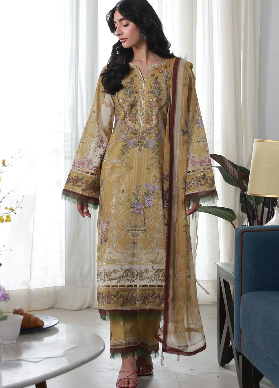 Delia by Gulaal Unstitched Embroidered Lawn 3 Piece Suit GL26UD D-7 Esme - Summer Collection
