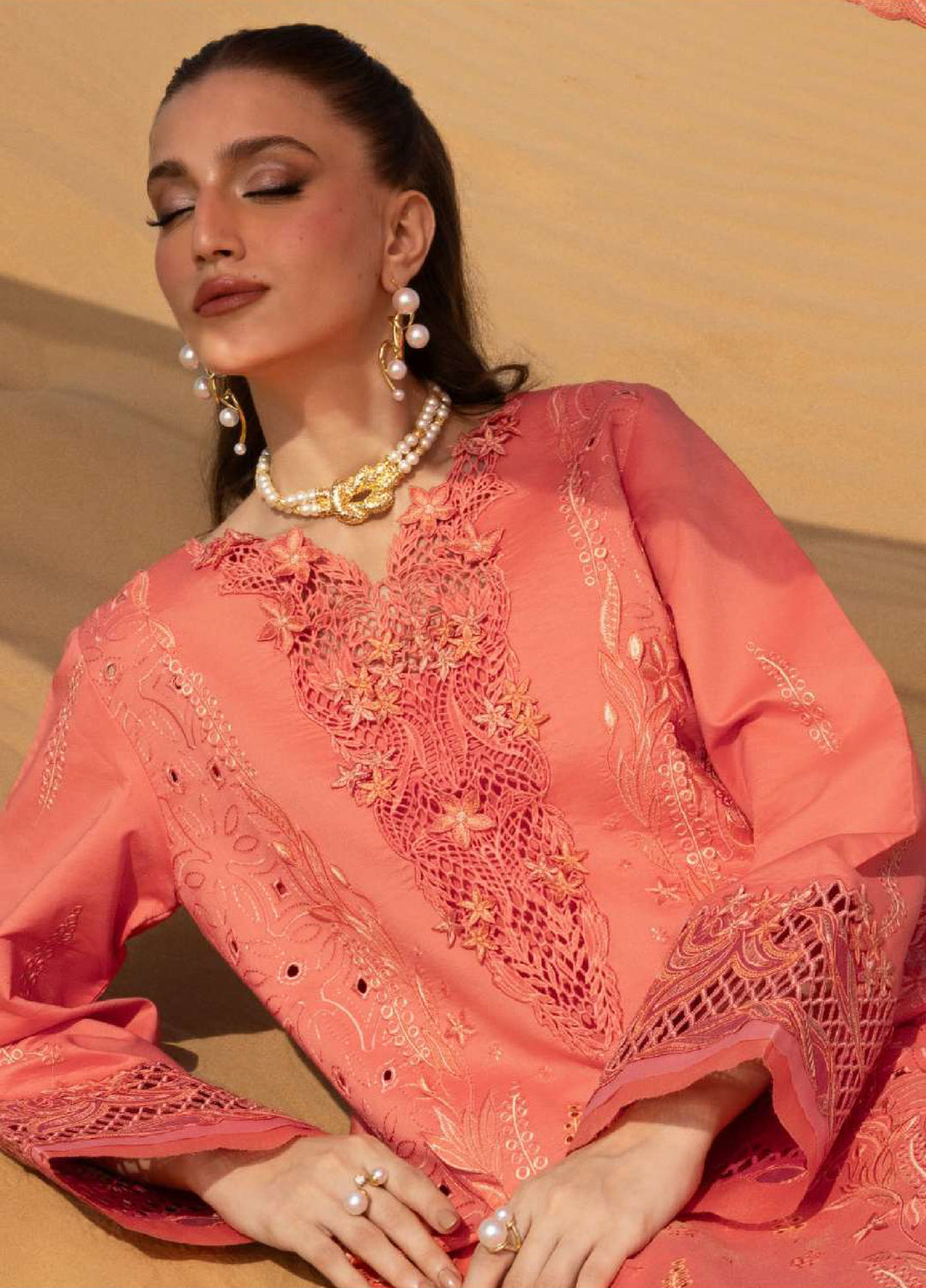 Rang Rasiya Premium Unstitched Embroidered Lawn 3 Piece Suit RR26UP D-1 Elnaz - Festive Collection