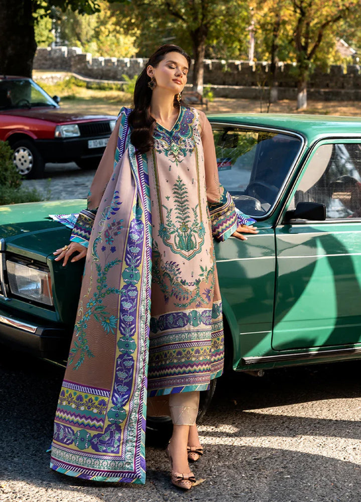 Mushq Hemline Echoes Of Serneity Unstitched Festive Raw Silk Printed 3 Piece MQ25ES D-08 Aurora Echo - Festive Collection