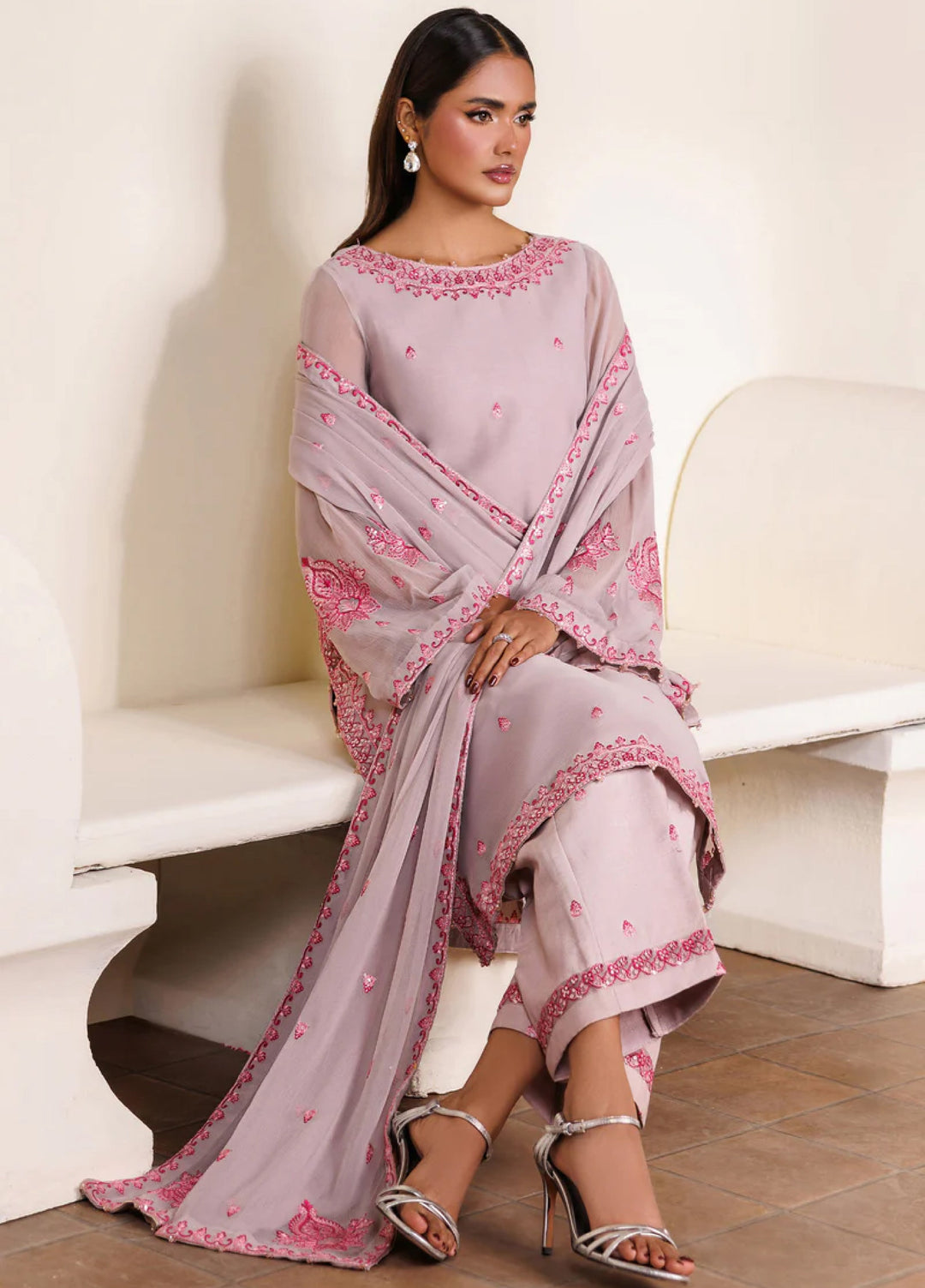 Zarif Women RTW Embroidered Chiffon 3 Piece Suit ZR26UCR ZRF-EMC-25 - Eid Collection