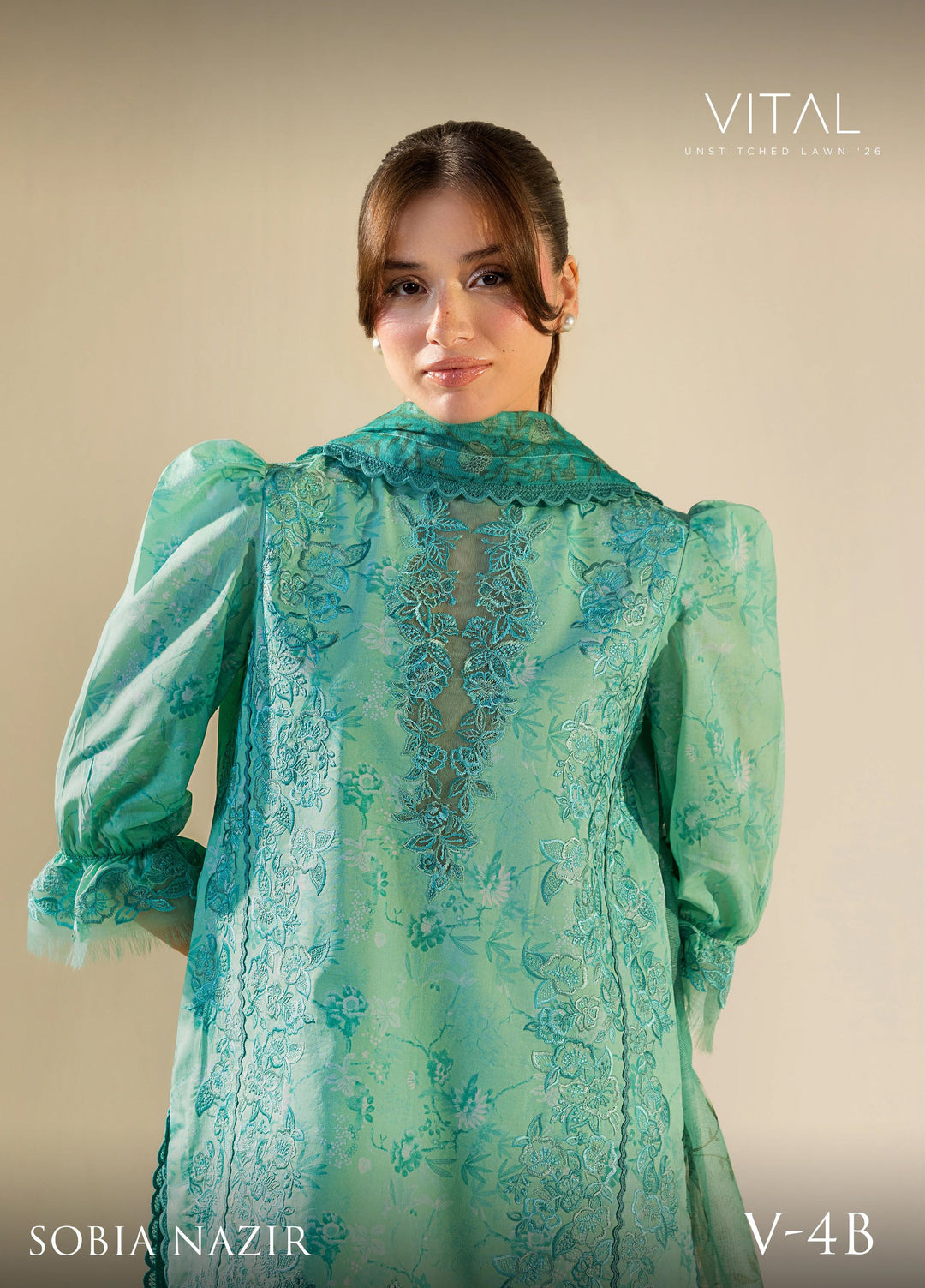 Vital by Sobia Nazir Unstitched Embroidered Lawn 3 Piece Suit SN26UVL 4B - Summer Collection