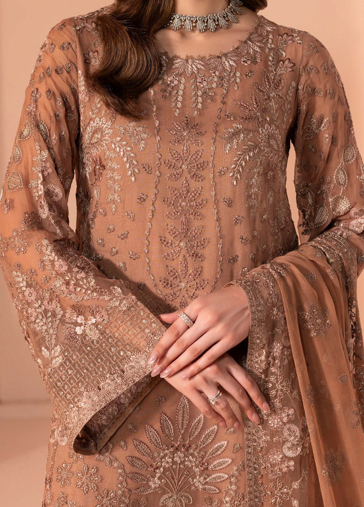 Murawwat by Lavish Premium Unstitched Luxury Chiffon Embroidered 3 peice LV25MC M-03 Rosy Nectar - Formals Collection