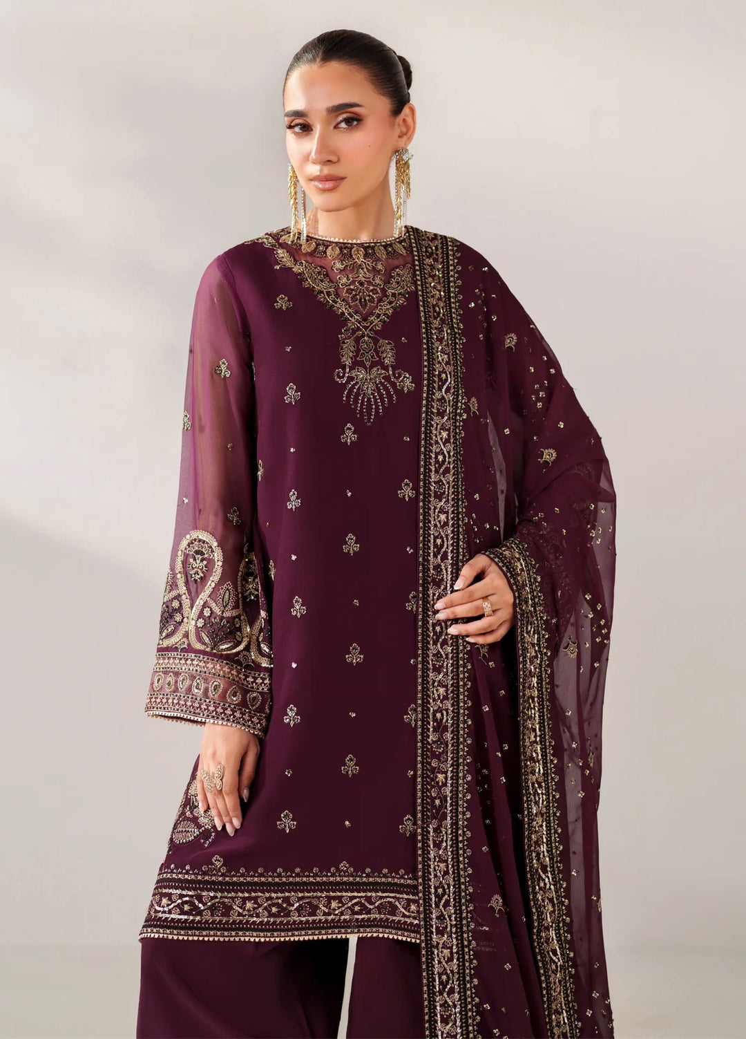 Xenia Formal Luxury Unstitched Embroidered Chiffon Suits 3 Piece XE25FL XF-982 Nuri - Formals Collection