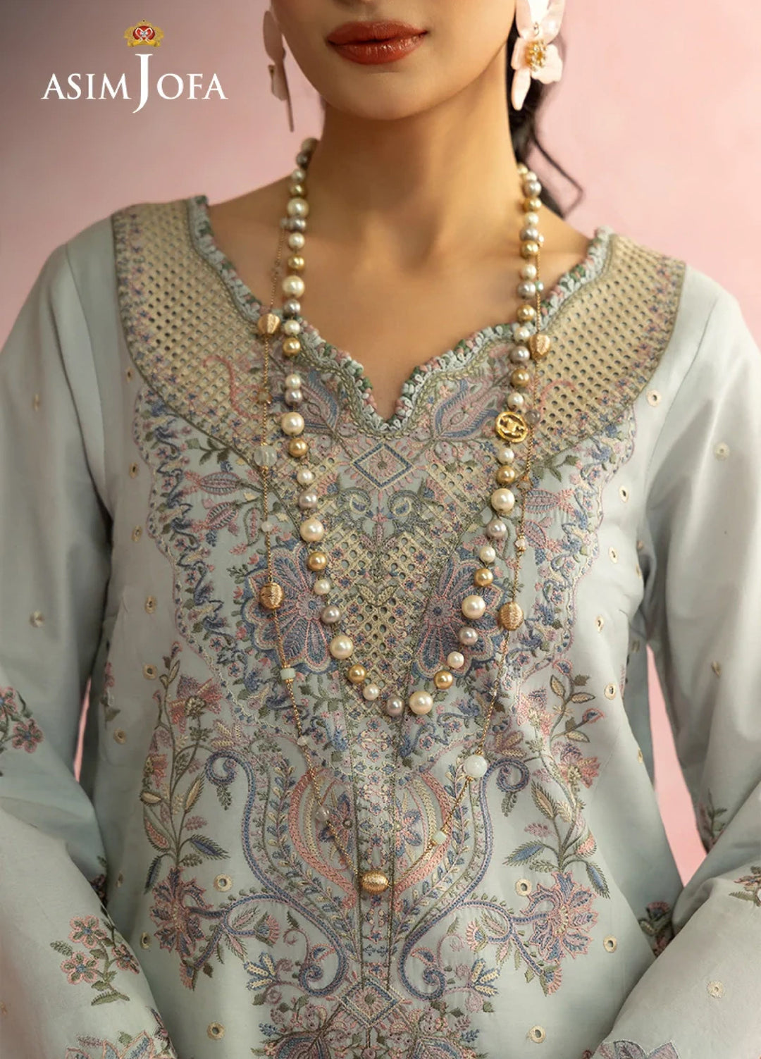 Asim Jofa Unstitched Embroidered Luxury Lawn 3 Piece Suit AJ26ULL AJULW-01 - Festive Collection