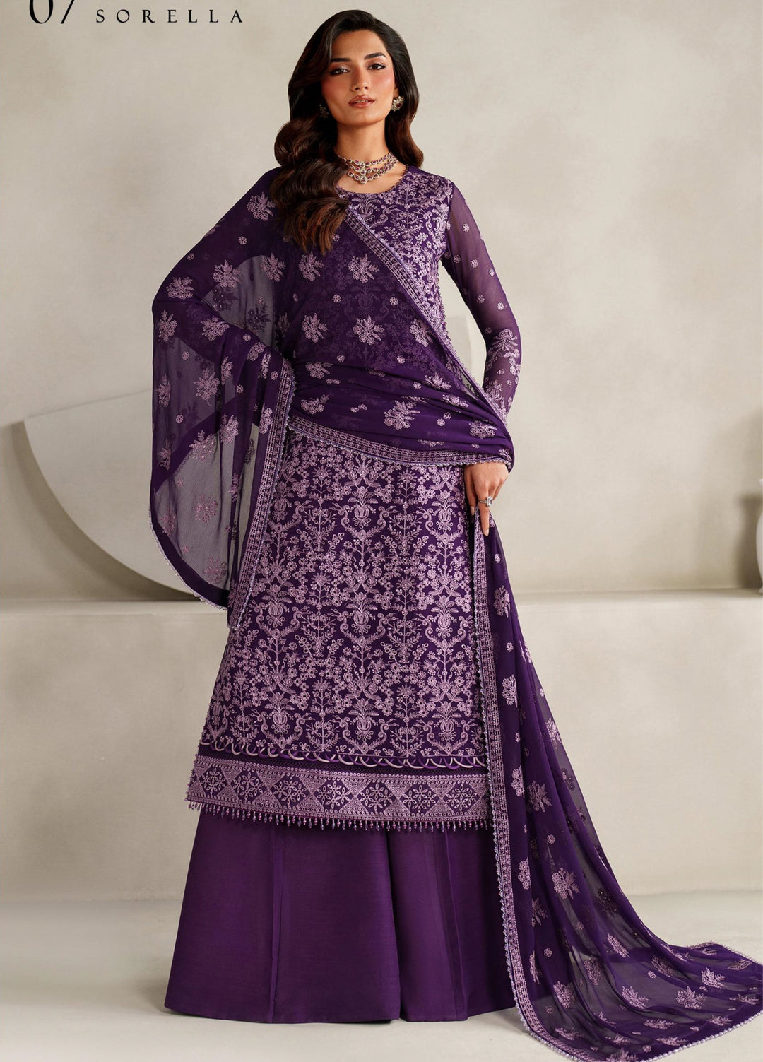 Muse Thread by Zarif Unstitched Chiffon Embroidered Suits 3 Piece ZRF25MT 07 SORELLA - Festive Collection