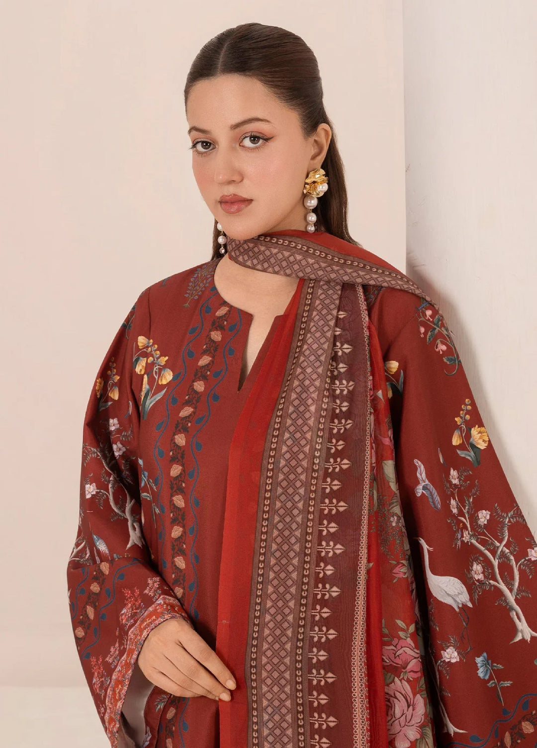 Crimson Hawk by Chandan Nagri Women Pret Printed Crepe 3 Piece Suit ZYRA - Casual Collection