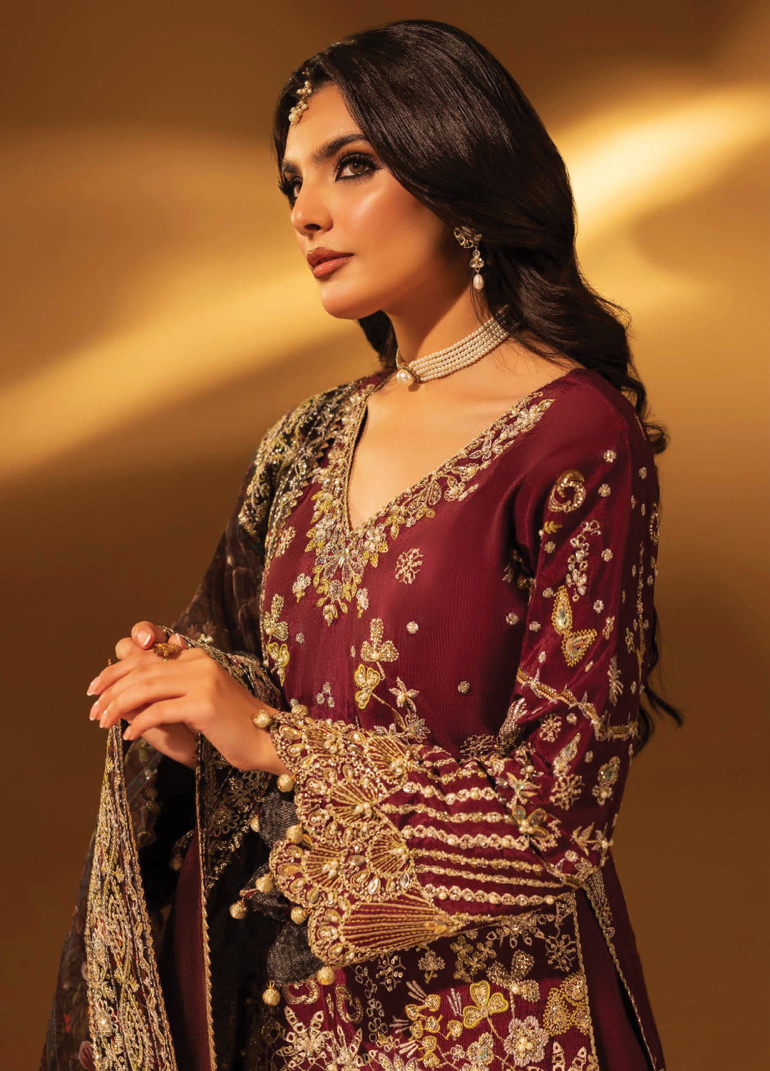 Aylin Unstitched Raw Silk Embroidered Suits 3 Piece AYL25US VIOLET BLOOM - Festive Collection