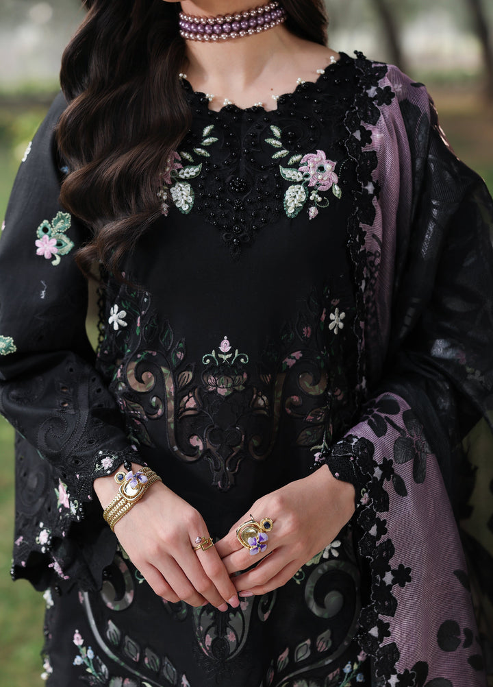 Tales of Petals by Sardinia Unstitched Embroidered Luxury Lawn 3 Pcs Suit SRD26UTP D-10 Midnight Bloom - Festive