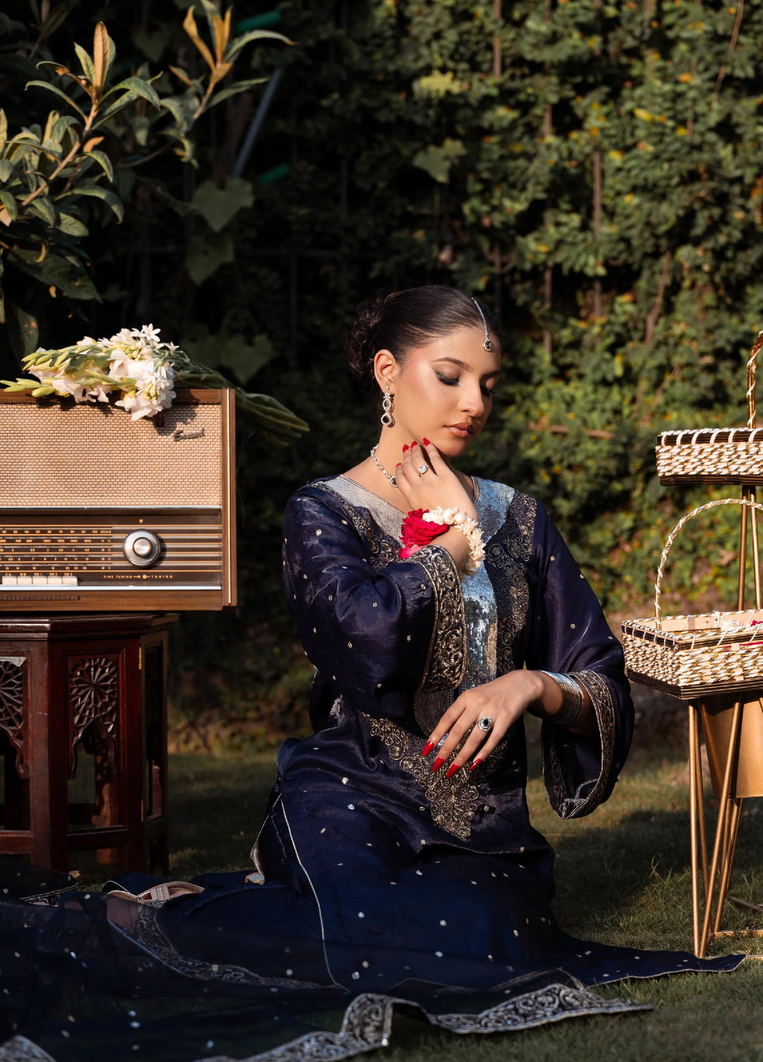 Sitaray by Reezas Women Pret Silk Embroidered 3 Piece Sunehri raat - Festive Collection