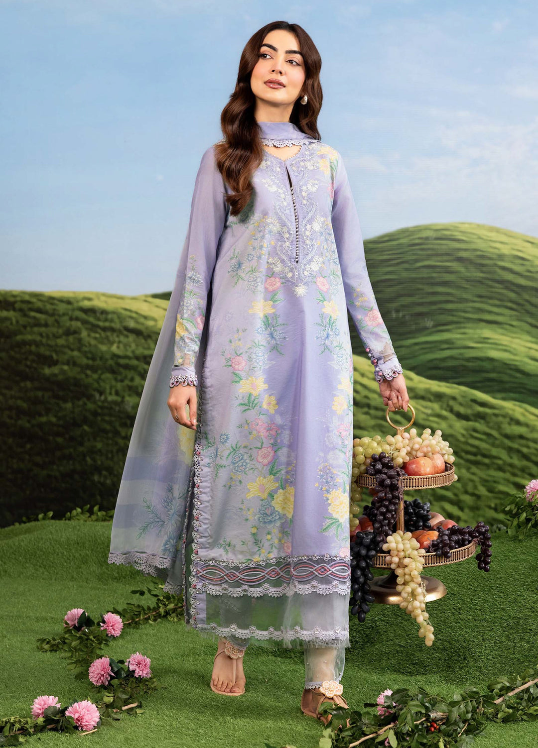 M Basics by Maria B Unstitched Embroidered Lawn 3 Piece Suit MB26SSEL MB-CUSV14-11B - Eid Collection