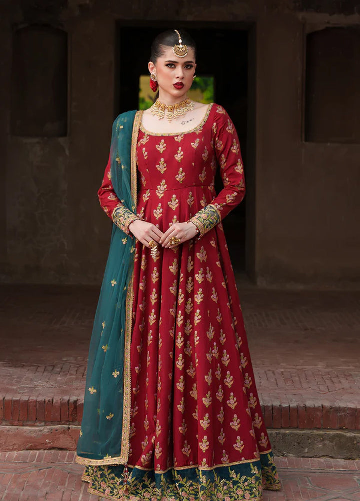Zaria by Meeral Pret Embroidered Raw Silk 3 Piece Scarlet - Festive Collection