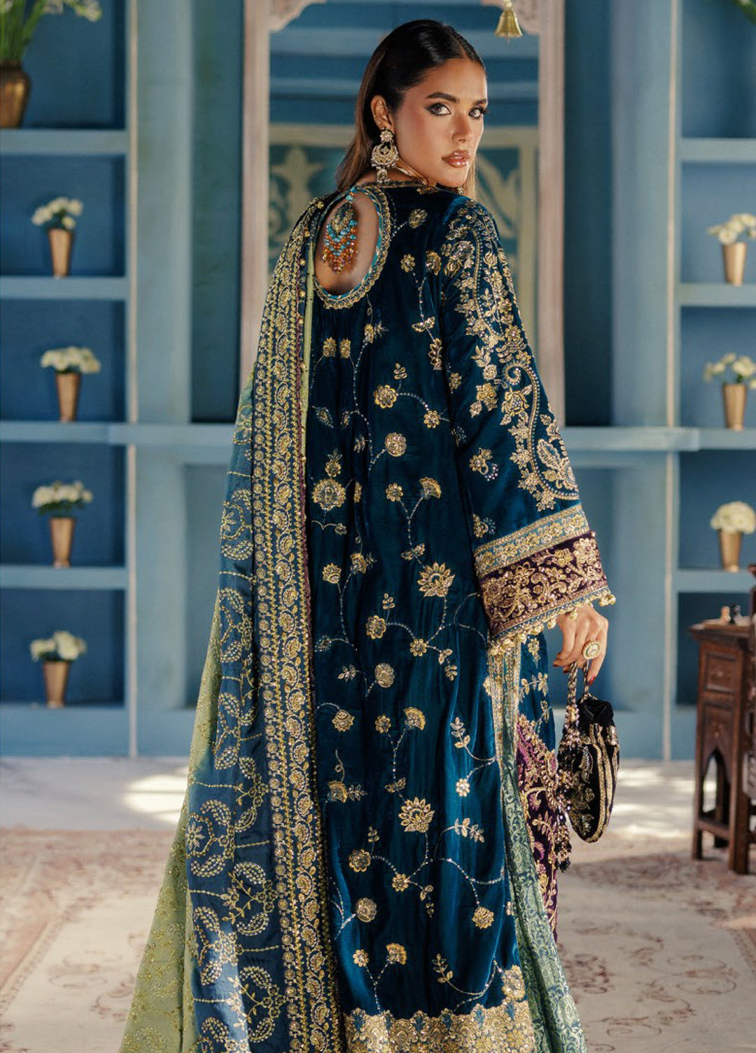 AIK Udaipur Velvet Unstitched Luxury Embroidered 3 Piece AIK25 D-08 - Formals Collection
