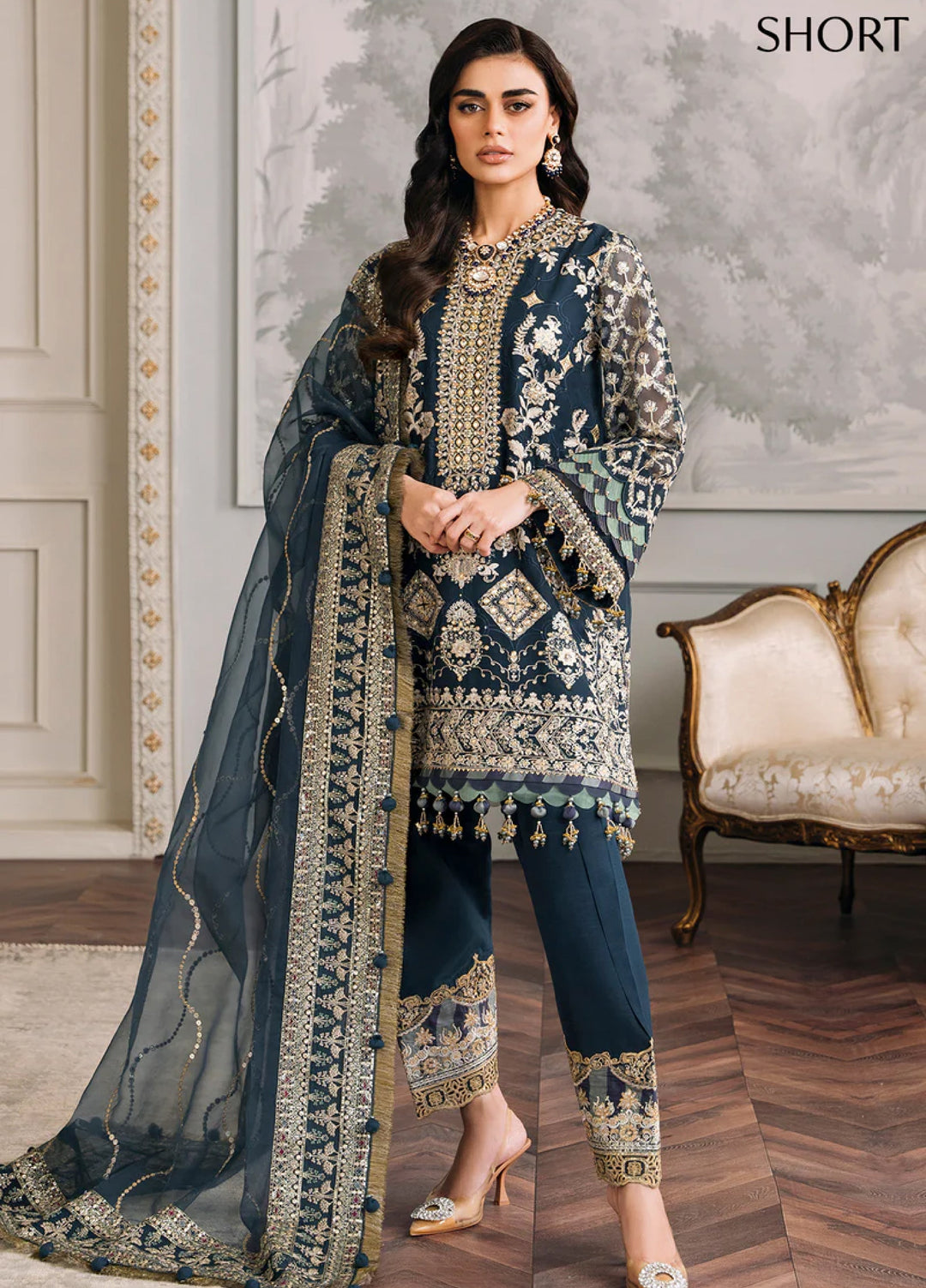 Chantelle by Baroque Unstitched Chiffon Embroidered Suits 3 Piece BQ25FC CH12-01 - Festive Collection