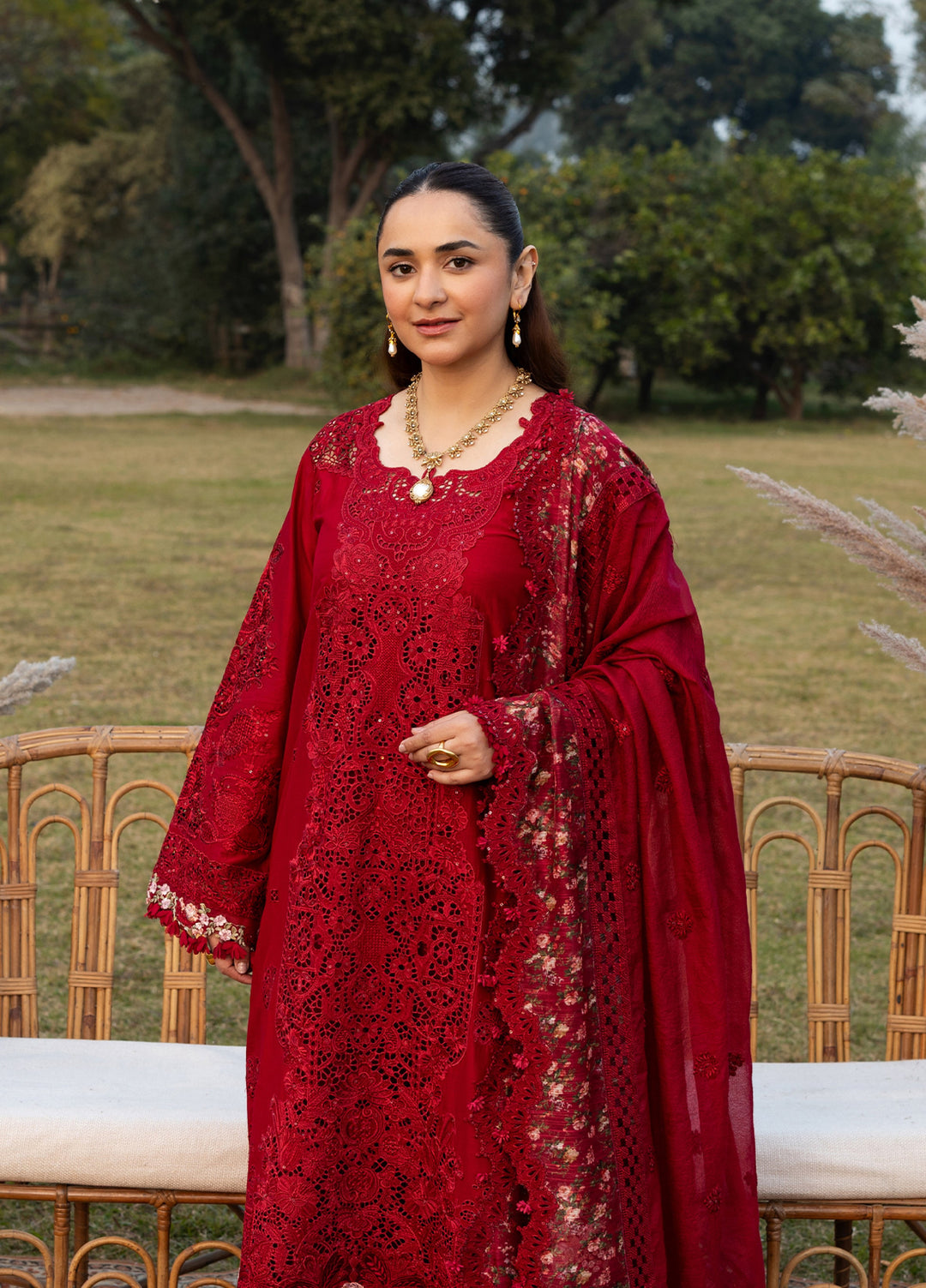 Elaf Premium Unstitched Embroidered Luxury Lawn 3 Piece Suit EL26UPL ELY-10 CHERIE LADY - Summer Collection