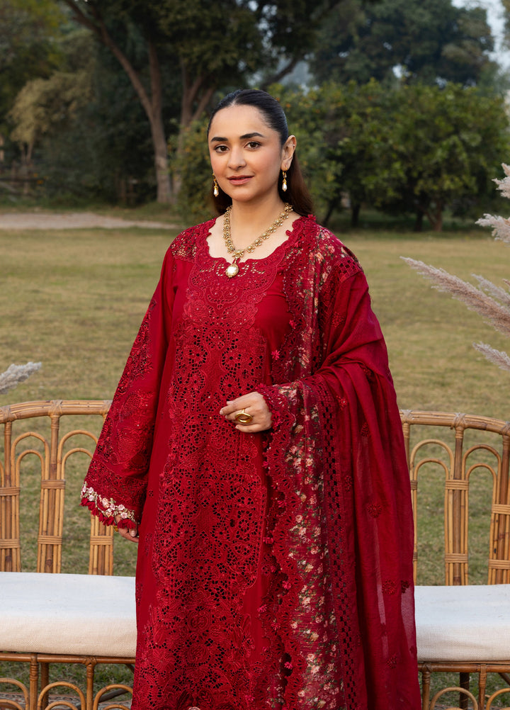 Elaf Premium Unstitched Embroidered Luxury Lawn 3 Piece Suit EL26UPL ELY-10 CHERIE LADY - Summer Collection