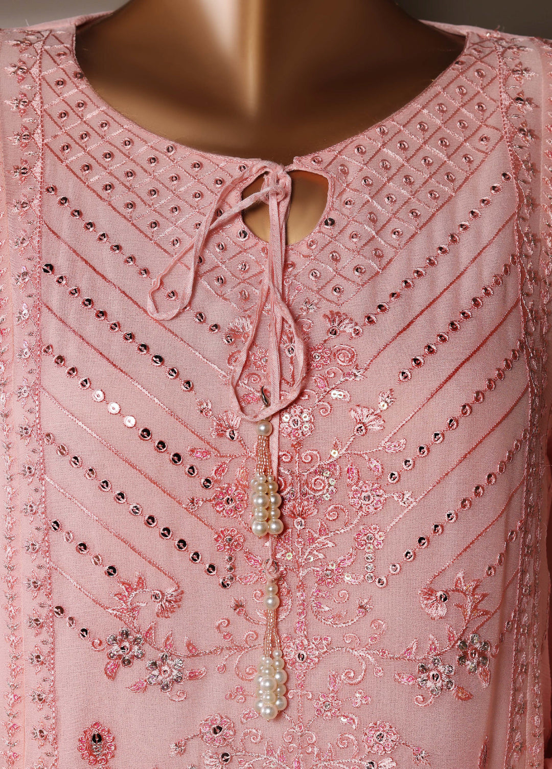 Fasane by HZ Textiles RTW Embroidered Chiffon 3 Piece Suit HZ26UCF HZK-241 Pink - Festive Collection