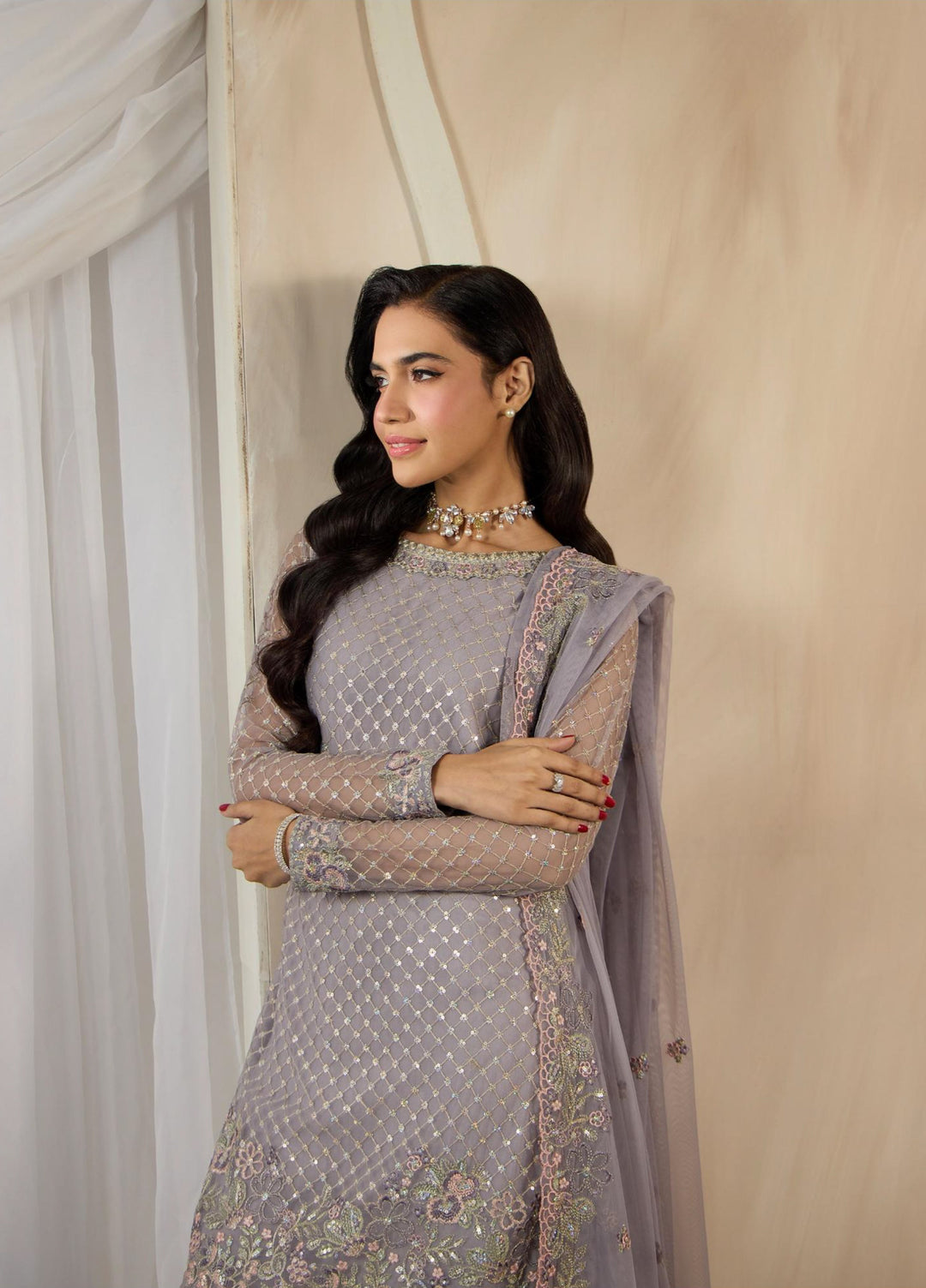 Dharkash by Zarif Unstitched Embroidered Net 3 Piece Suit ZR26UDN ZRF-DK-04 REEYA - Festive Collection