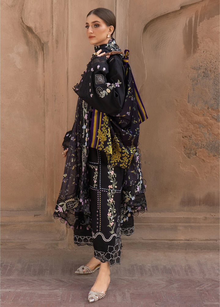 Flow by Crimson Unstitched Embroidered Lawn 3 Piece Suit CR26UFL D1 A-Oynx - Festive Collection