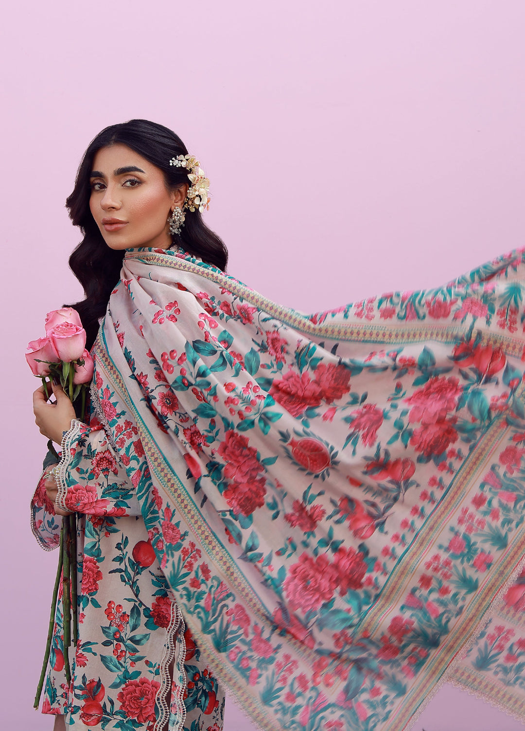 Mirha by Sahar Unstitched Printed Lawn 3 Piece Suit SS1-26-16 Ivory Bloom - Summer Collection