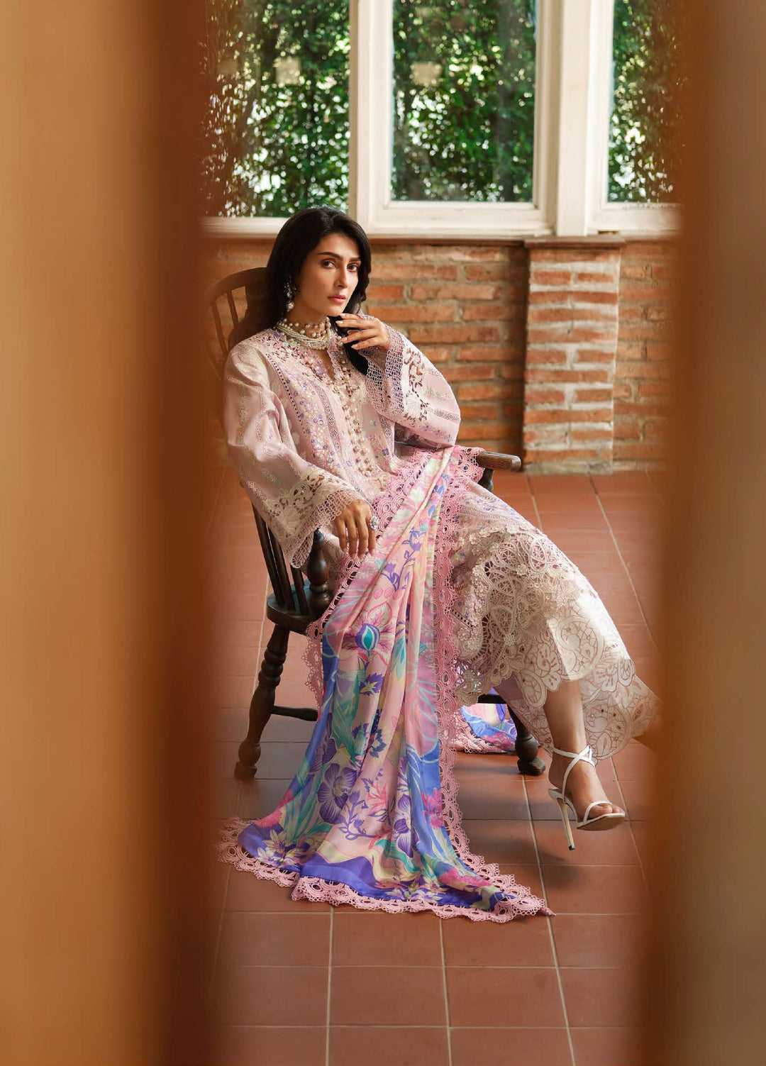 AMoi by Mushq Unstitched Embroidered Luxury Lawn 3 Piece Suit MU26AHL D-3 Opulent Whisper - Summer Collection