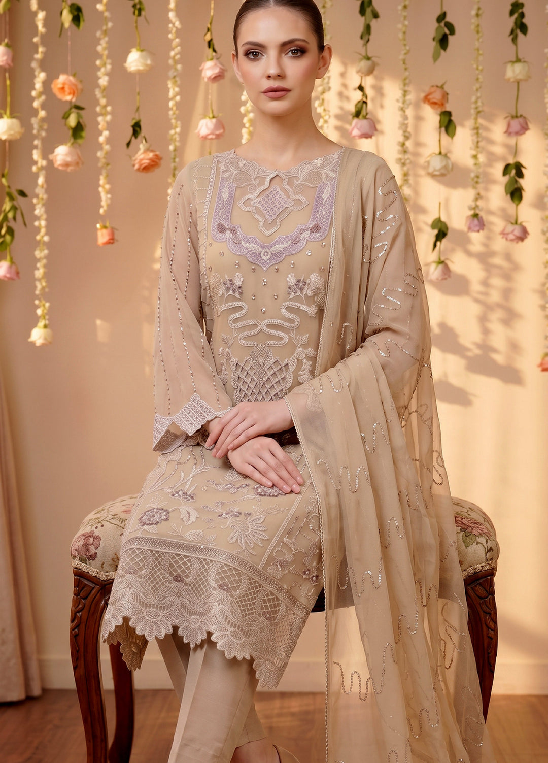 Anaya Noor by Zebtan Unstitched Embroidered Chiffon 3 Piece Suit ZB26UAC AN 02 - Festive Collection