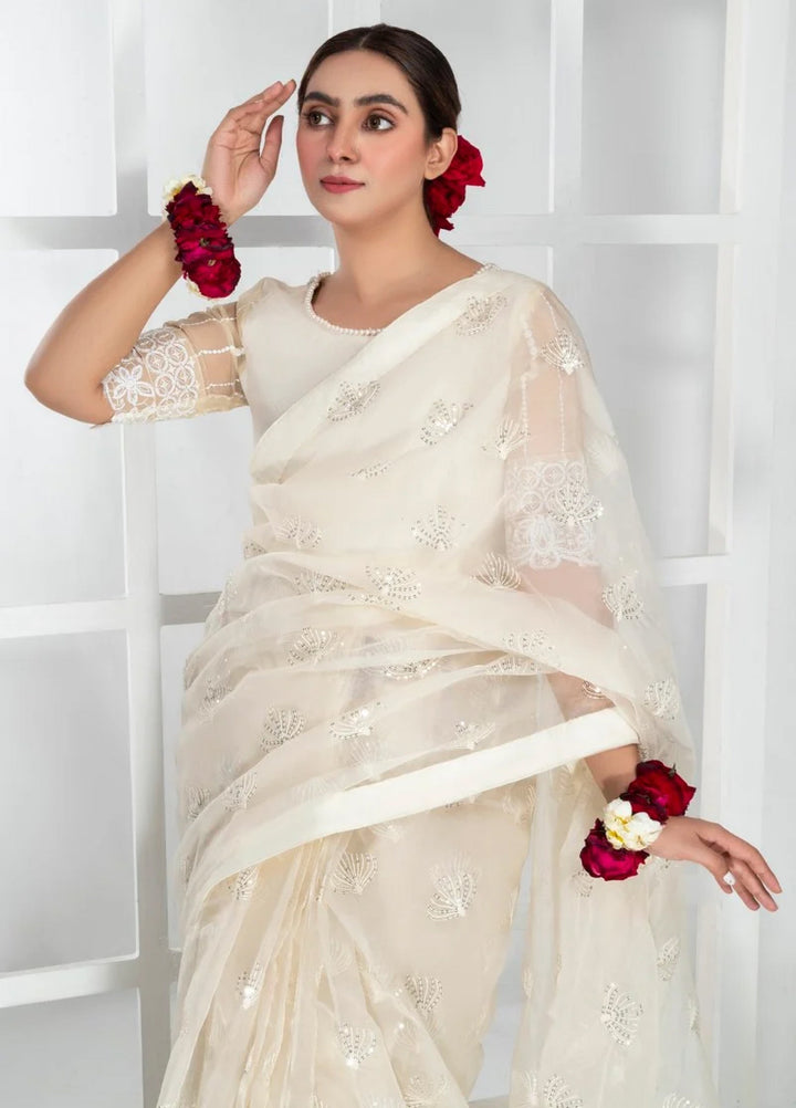Luxe by Imran Aftab Unstitched Embroidered Organza Saree Suit IASC 28 - Festive Collection