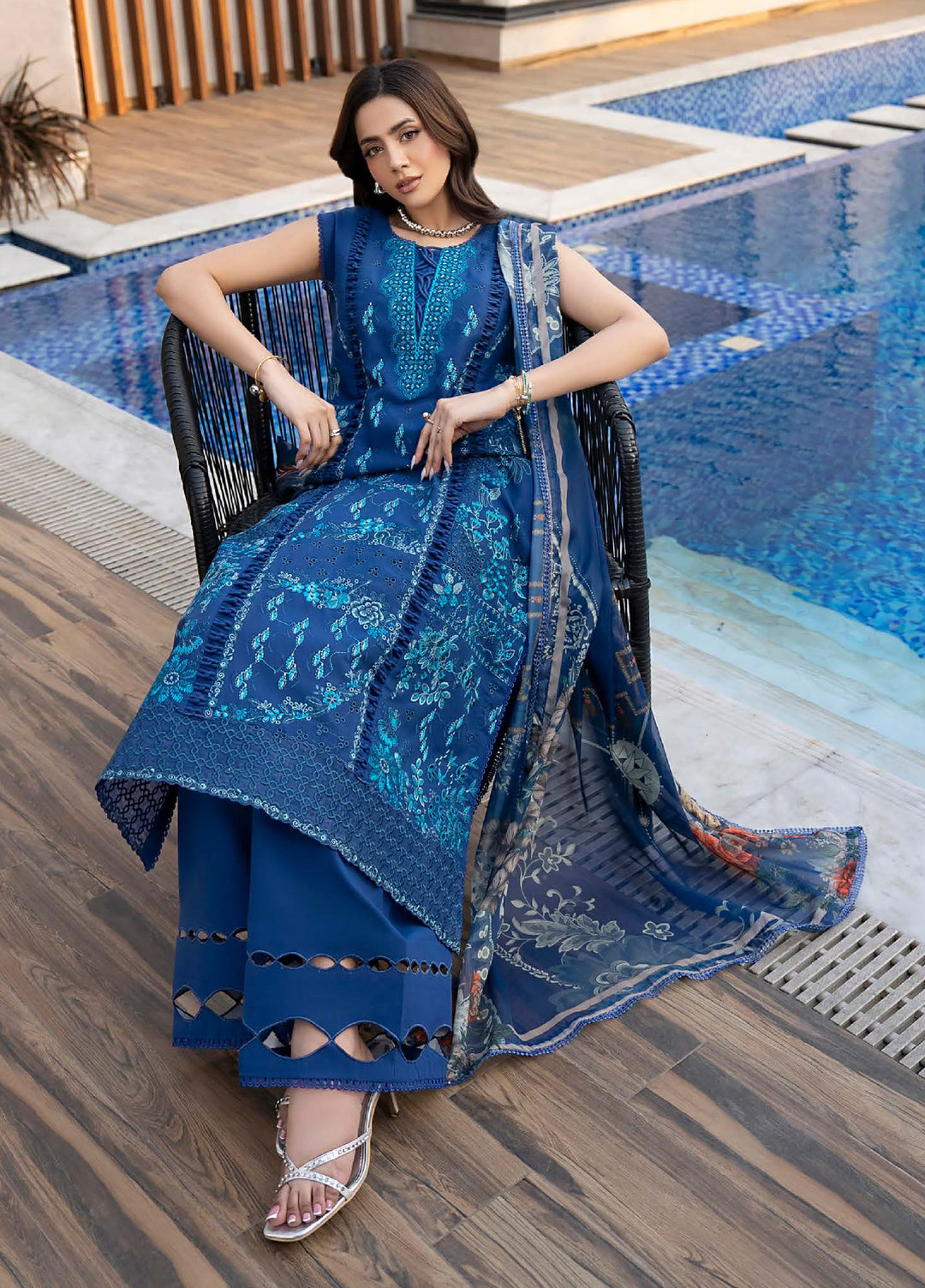Aylin Unstitched Embroidered Luxury Lawn 3 Piece Suit AYL26UL D3 Midnight Iris - Summer Collection