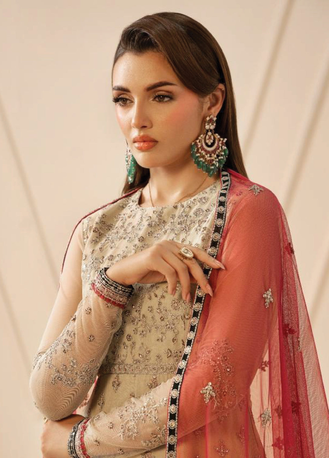 Riwayat by Zarif Unstitched Embroidered Net 3 Piece Suit ZR26URN ZRF-RC-04 SANDALI - Festive Collection