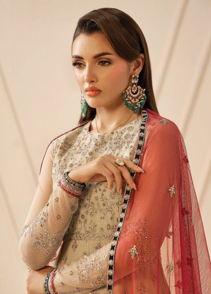 Riwayat by Zarif Unstitched Embroidered Net 3 Piece Suit ZR26URN ZRF-RC-04 SANDALI - Festive Collection